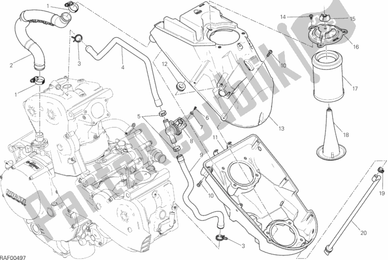 Todas as partes de Entrada De Ar - Respirador De óleo do Ducati Monster 1200 S 2014